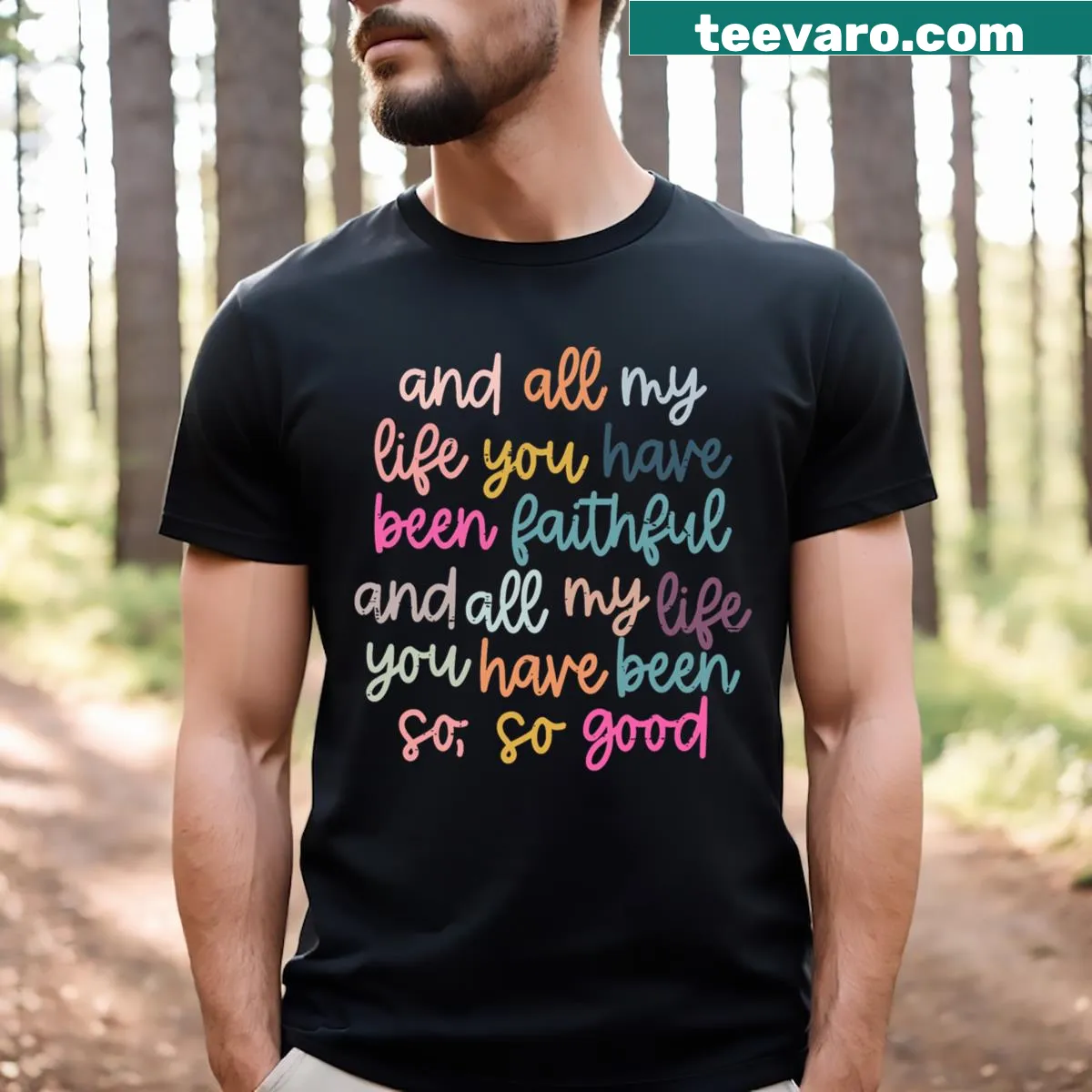 Vintage funny Christian tee with retro text design — on a men's t-shirt