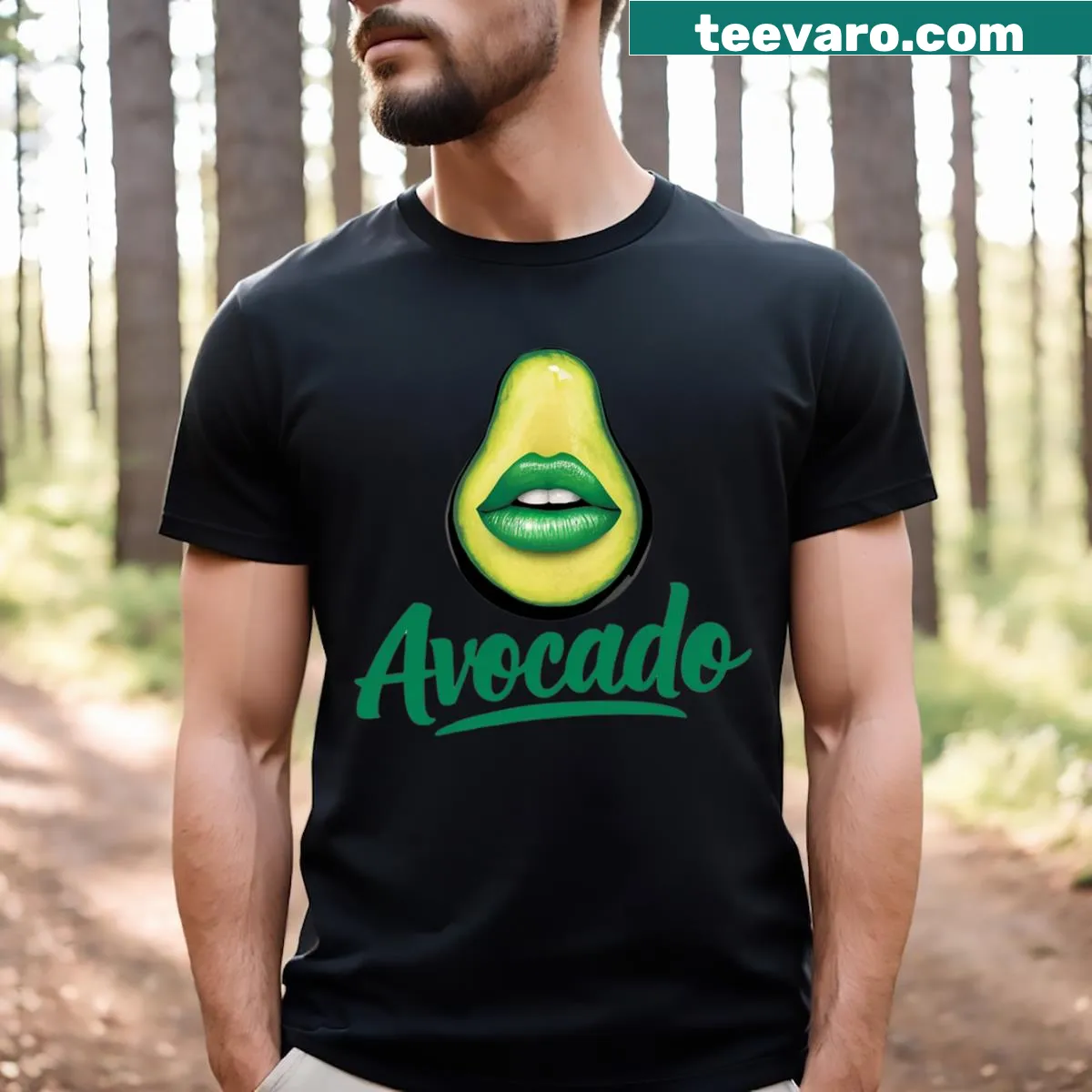 Funny sexy avocado graphic T-shirt — on a men's t-shirt