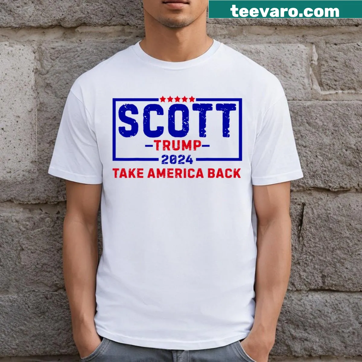 Trump Scott 2024 Vice President T-shirt design — on a men's t-shirt