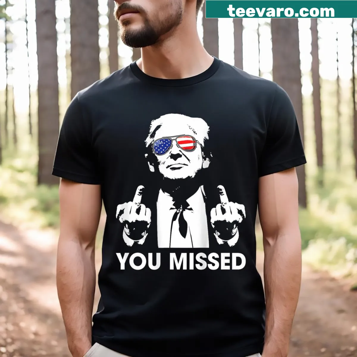 Humorous double-sided t-shirt with election graphics — on a men's t-shirt