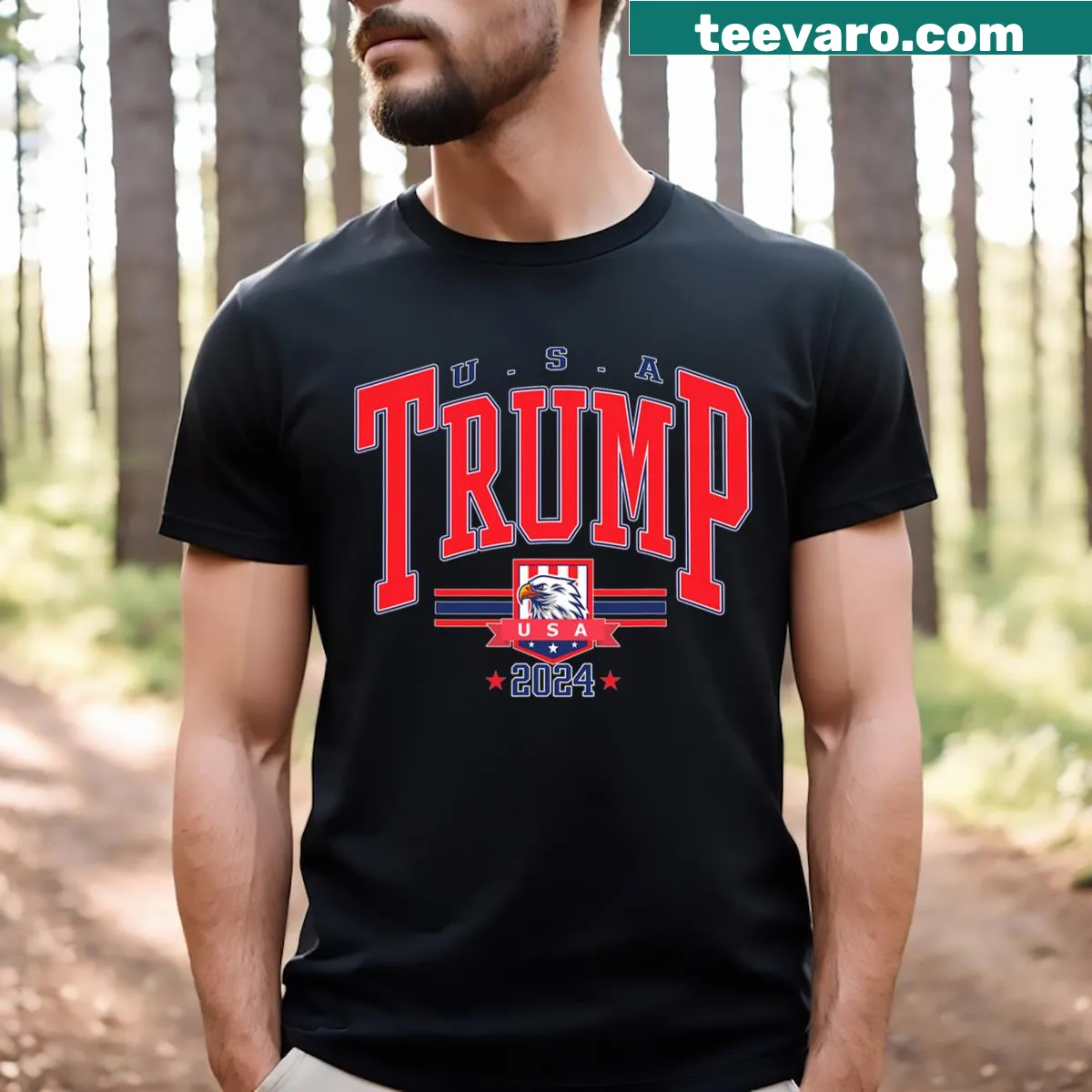 T-shirt with bold text 'Take America Back 2024' — on a men's t-shirt