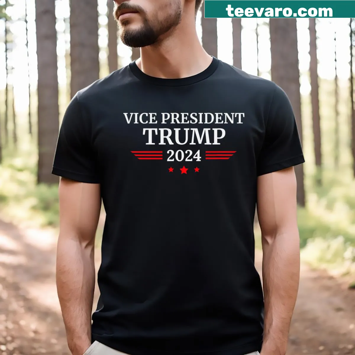 Funny T-shirt with text 'Vice President Trump 2024' — on a men's t-shirt