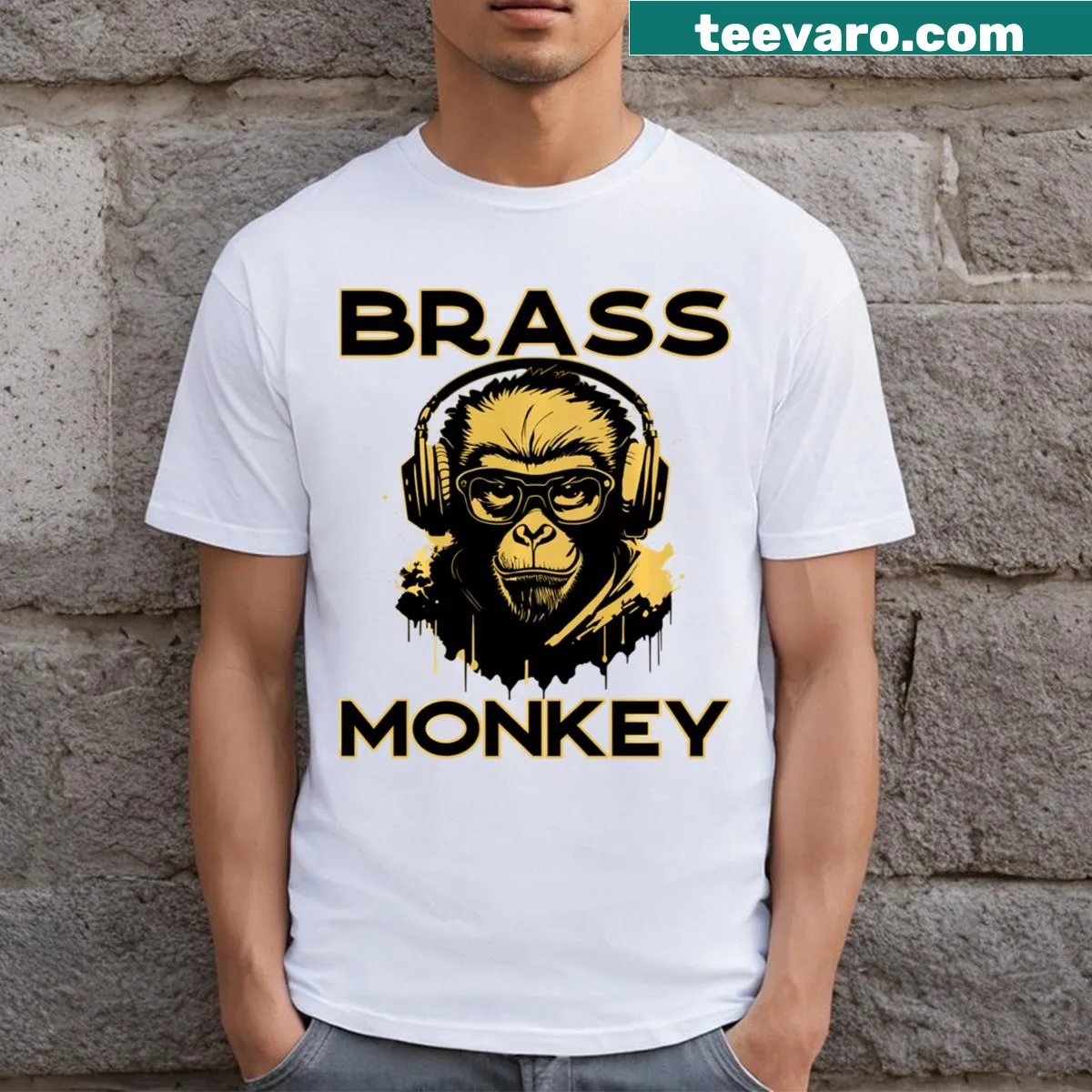 Funny music-themed t-shirt with playful text — on a men's t-shirt