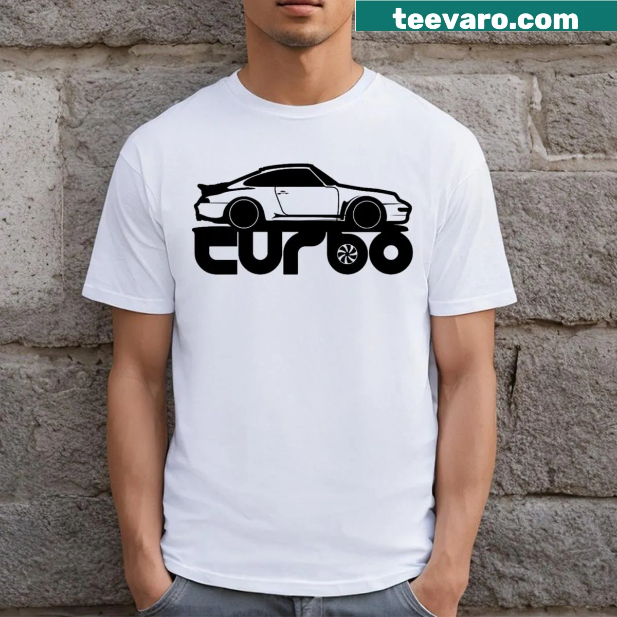 Vintage-inspired Turbo graphic on a distressed T-shirt — on a men's t-shirt