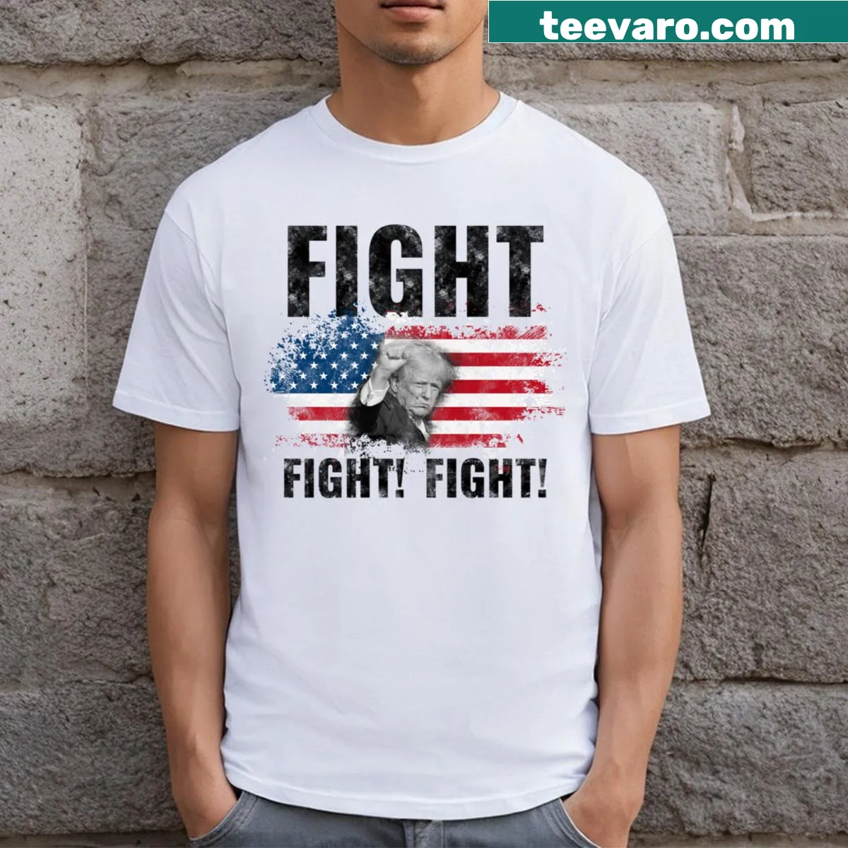 Humorous T-shirt for Trump supporters with engaging typography. — on a men's t-shirt