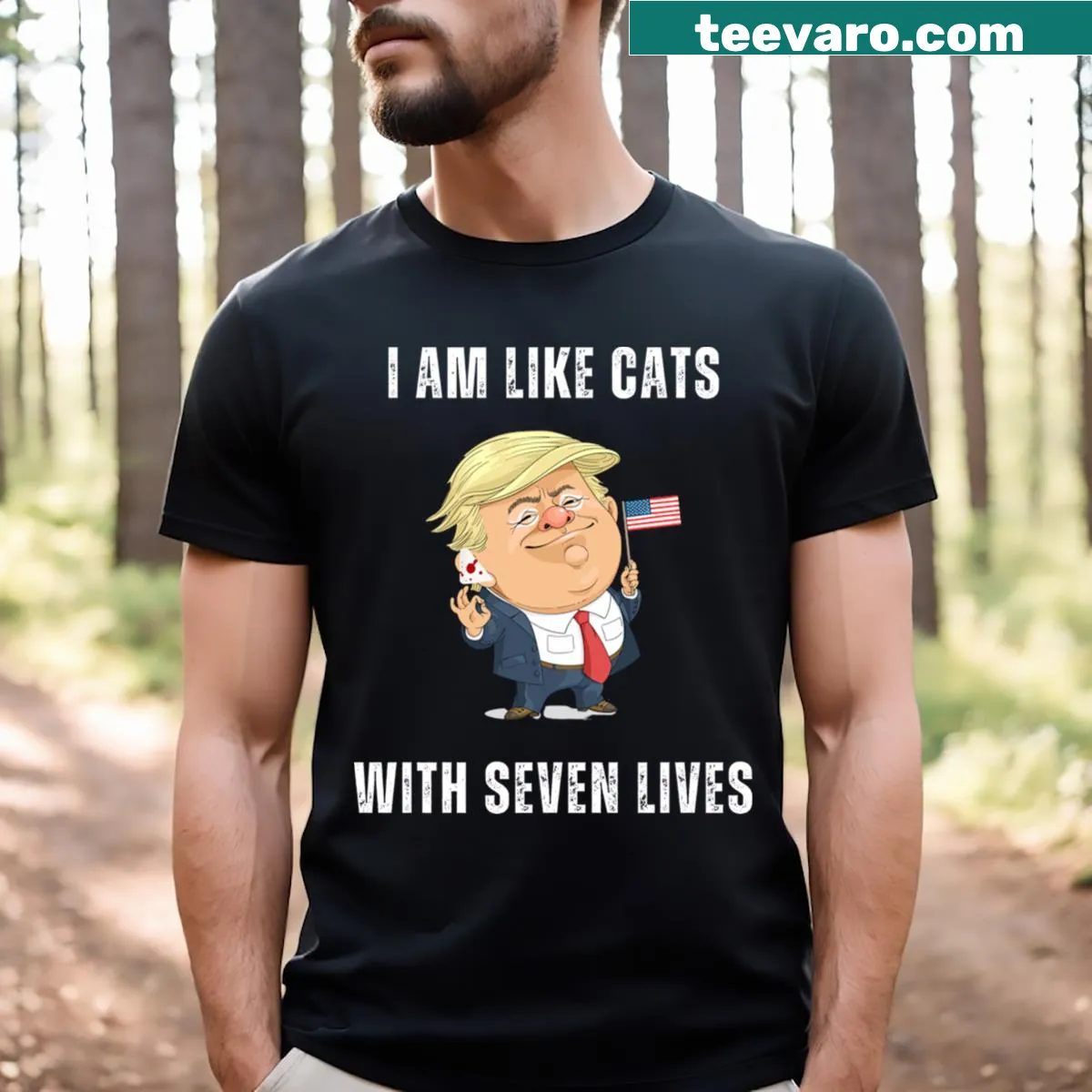 T-shirt with the phrase 'I Am Like Cats Has Seven Lives' — on a men's t-shirt