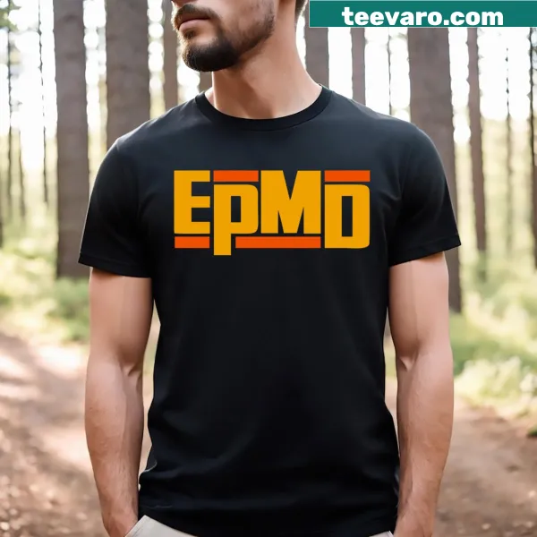 Minimalist EPMD t-shirt with typographic design.