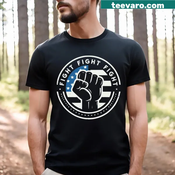 Dynamic 'Fight Fight Fight' slogan T-shirt for competitive spirits.