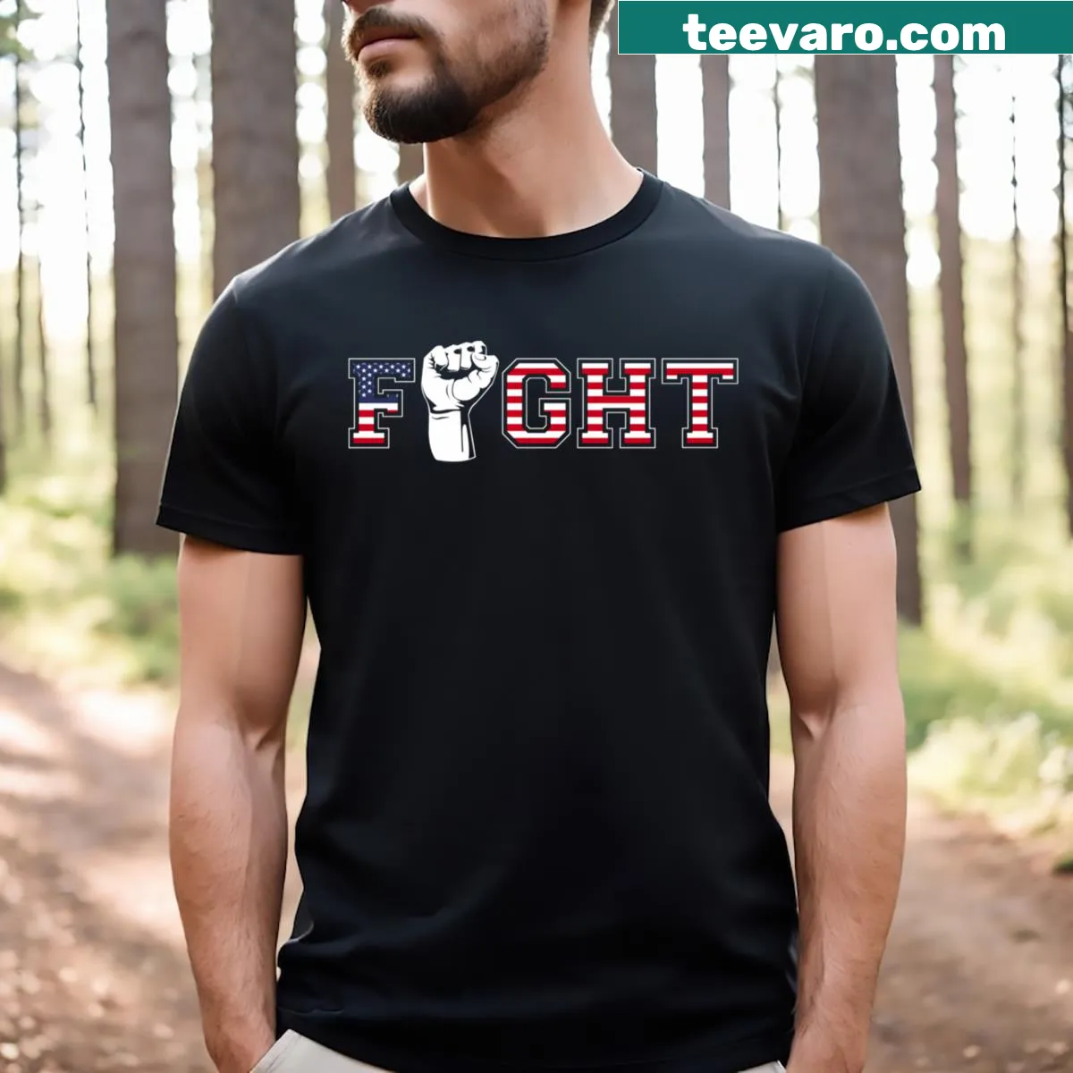Patriotic t-shirt with USA flag design for celebrations. — on a men's t-shirt
