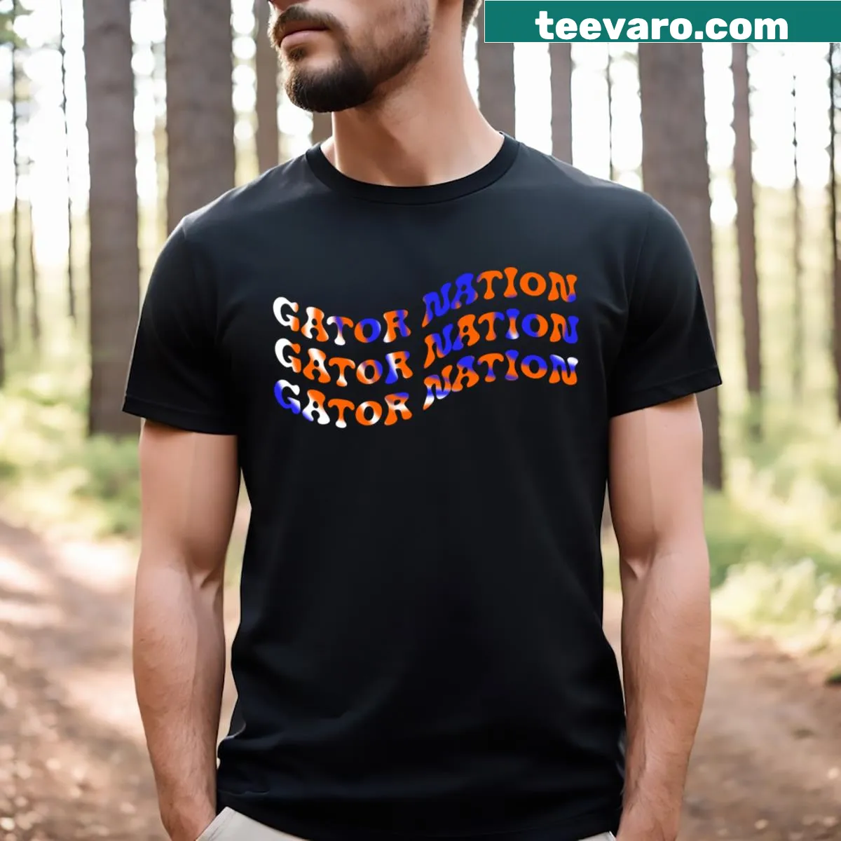 Gator Nation t-shirt featuring a creative alligator illustration — on a men's t-shirt