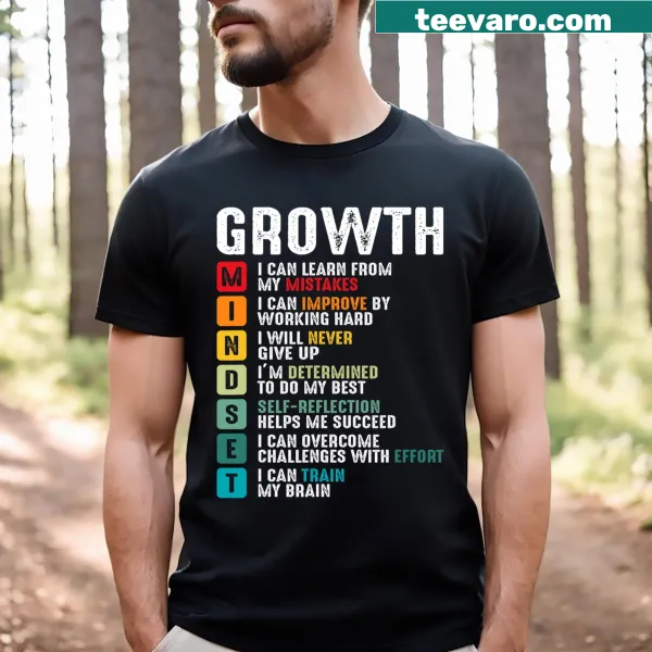 Motivational quote about growth mindset on a stylish T-shirt