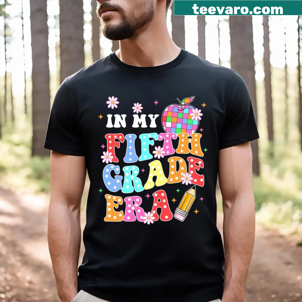 Teacher appreciation shirt with 'In My Fifth Grade Era' phrase — on a men's t-shirt