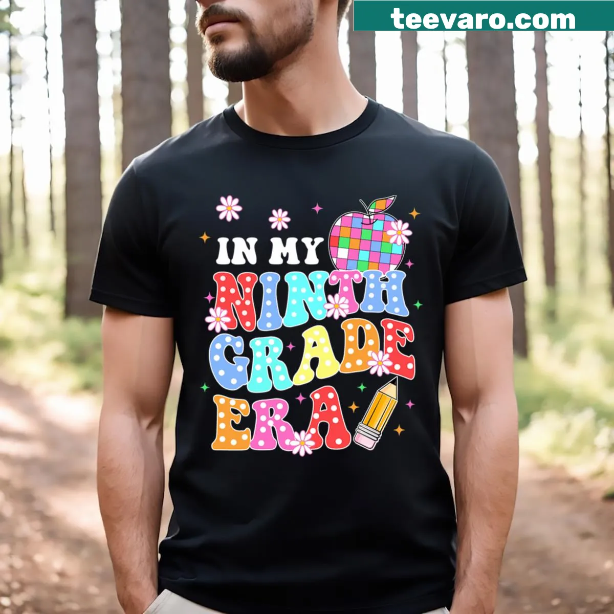 Teacher appreciation shirt with 'In My Ninth Grade Era' phrase — on a men's t-shirt
