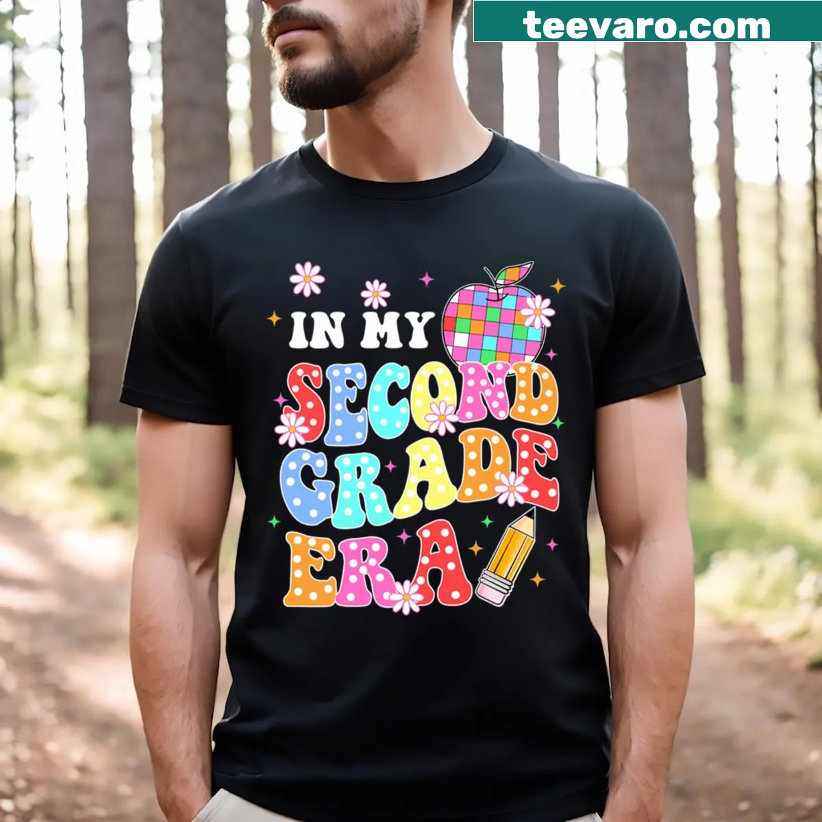 Teacher appreciation shirt with 'In My Second Grade Era' design — on a men's t-shirt