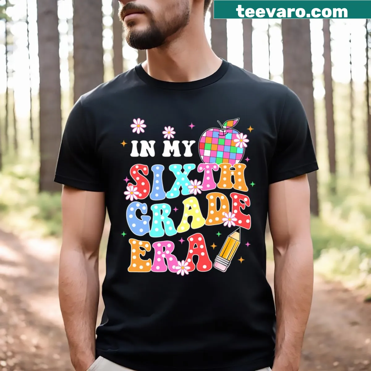 Teacher appreciation shirt with 'In My Sixth Grade Era' design — on a men's t-shirt