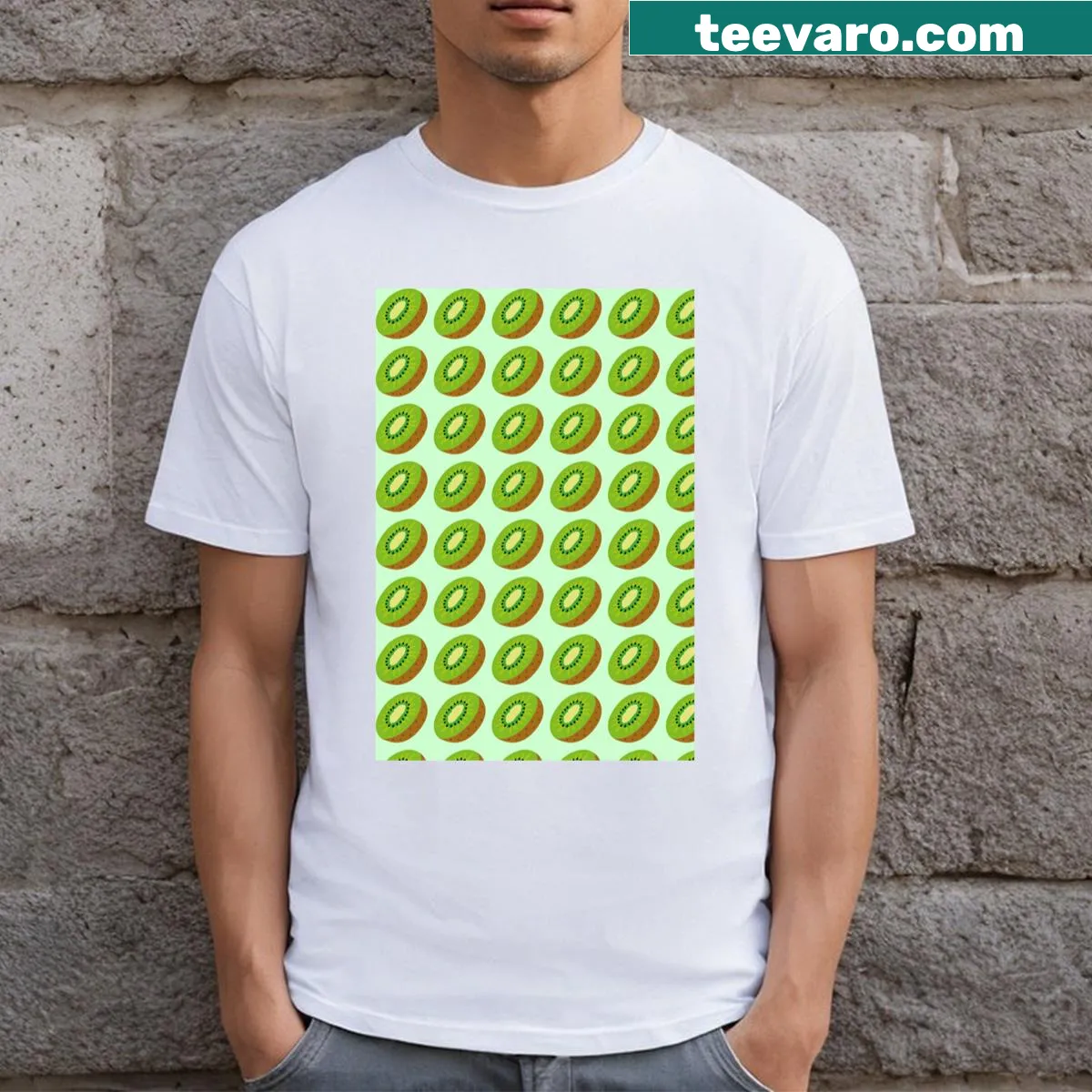 Kaleidoscope kiwi illustration design on T-shirt — on a men's t-shirt