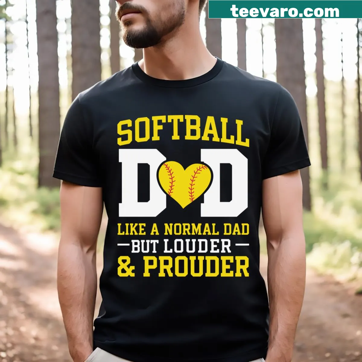 Funny T-shirt for softball dads with bold typography — on a men's t-shirt