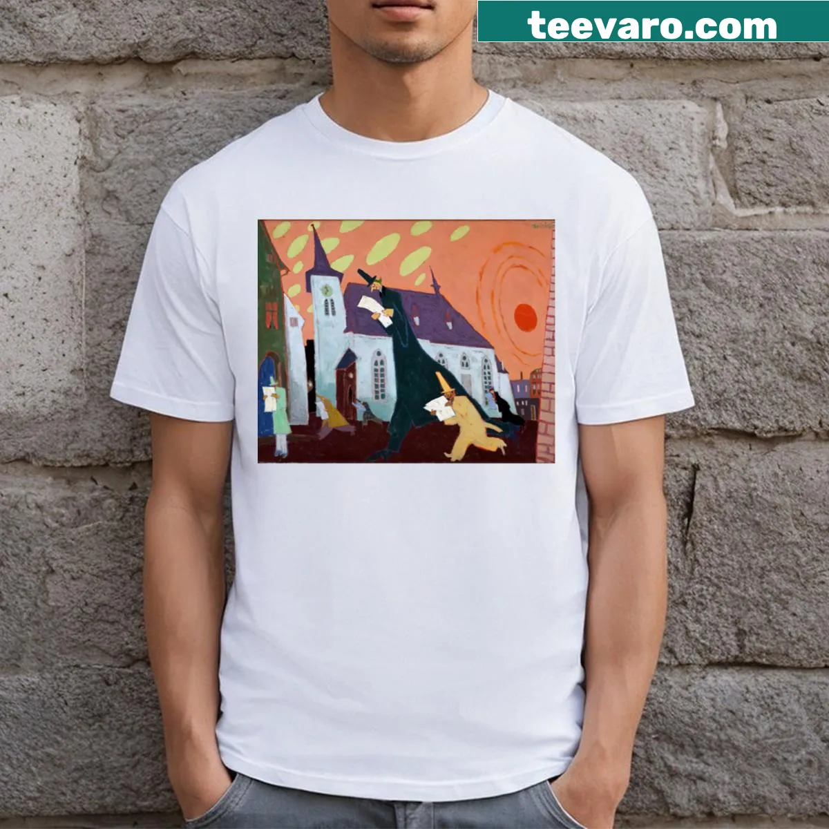 Minimalist T-shirt inspired by artist Lyonel Feininger — on a men's t-shirt