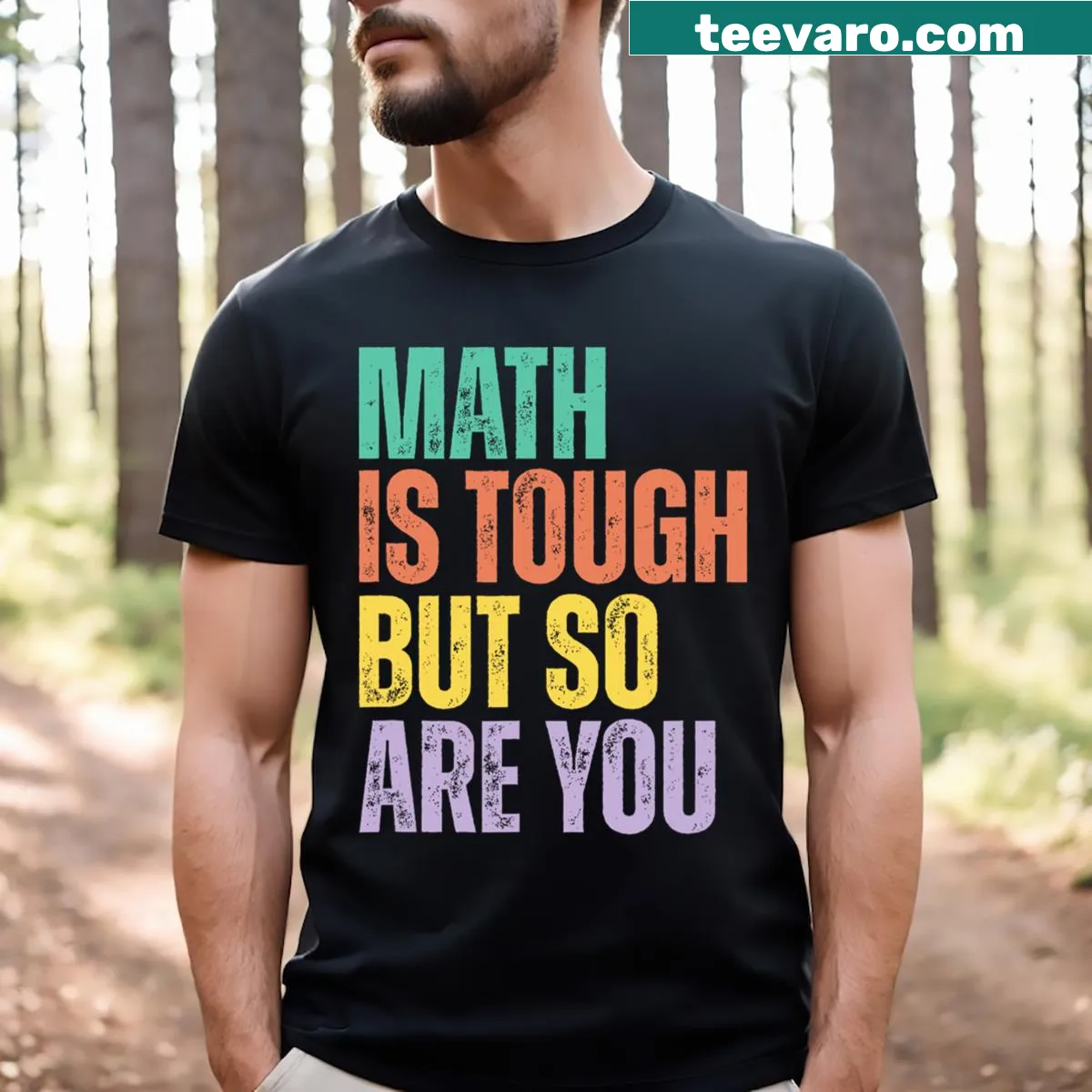 Inspirational T-shirt for math teachers with motivational quote. — on a men's t-shirt
