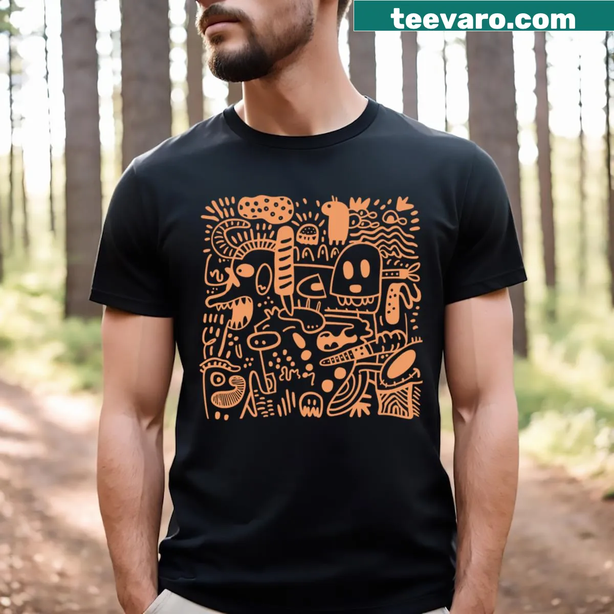 Abstract T-shirt with a flowing design representing creativity in art — on a men's t-shirt