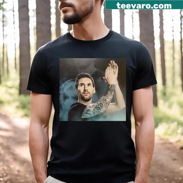 Bold typography Messi t-shirt celebrating the iconic soccer player