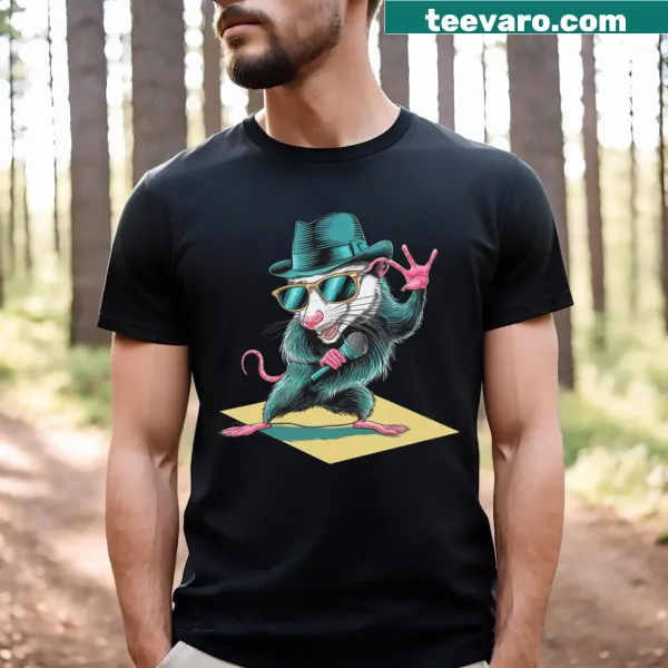 Illustration of an opossum on a T-shirt for animal lovers