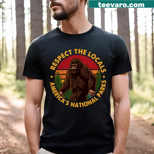 Fun T-shirt featuring Bigfoot graphic and nature theme