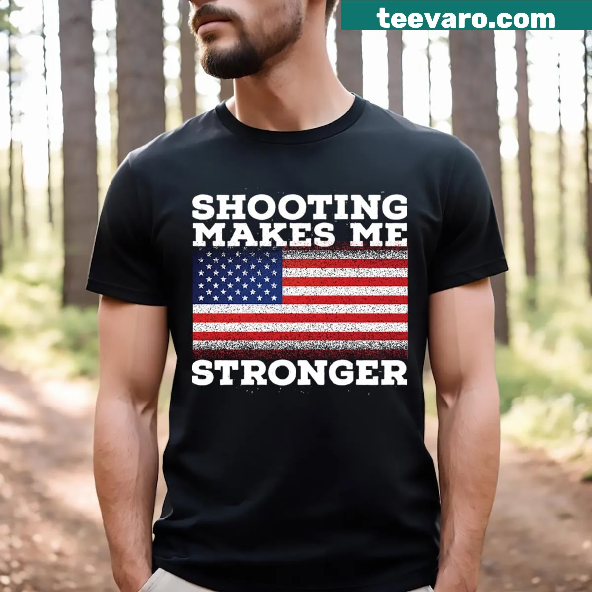 Bold typographic t-shirt with a motivational shooting sports saying. — on a men's t-shirt