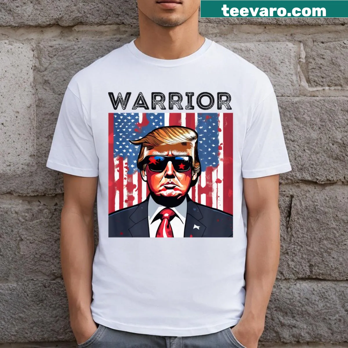 Funny Trump 2024 Warrior T-shirt with humorous graphic — on a men's t-shirt