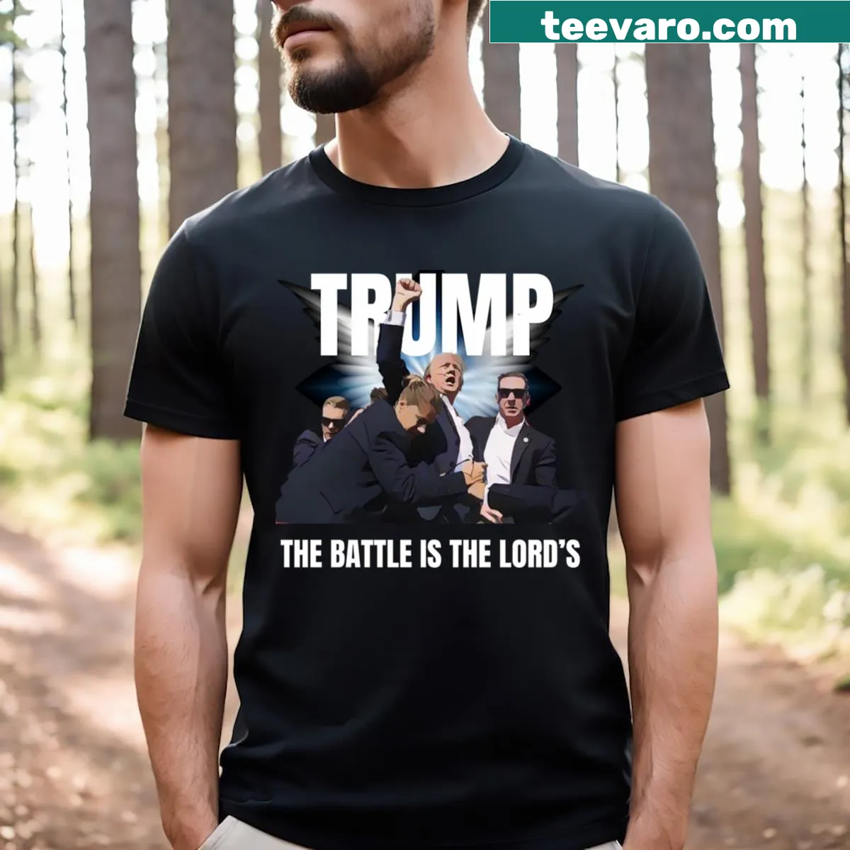 Powerful Trump Got Shot shirt with bold messaging. — on a men's t-shirt