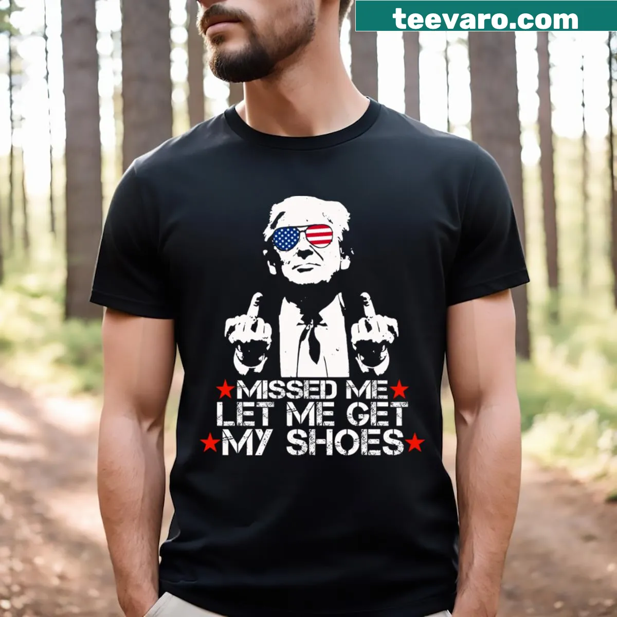 Minimalist Trump Shot t-shirt design with clear messaging. — on a men's t-shirt