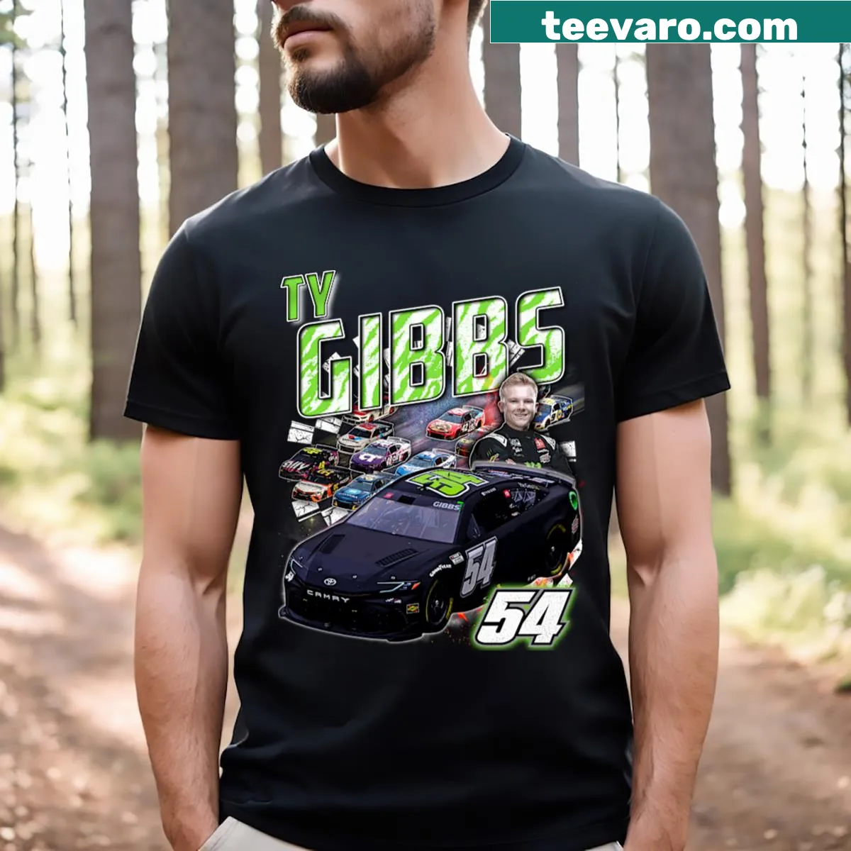 Ty Gibbs t-shirt with bold name display — on a men's t-shirt