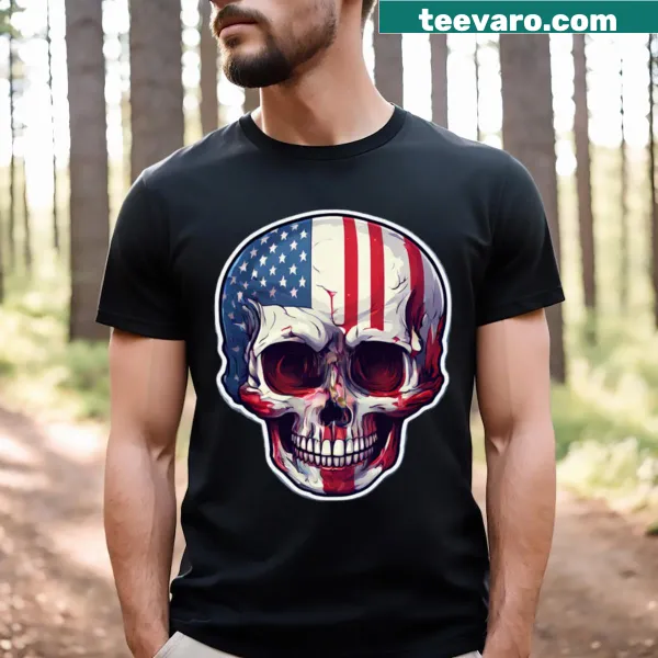 Artistic skull graphic integrated with the USA flag