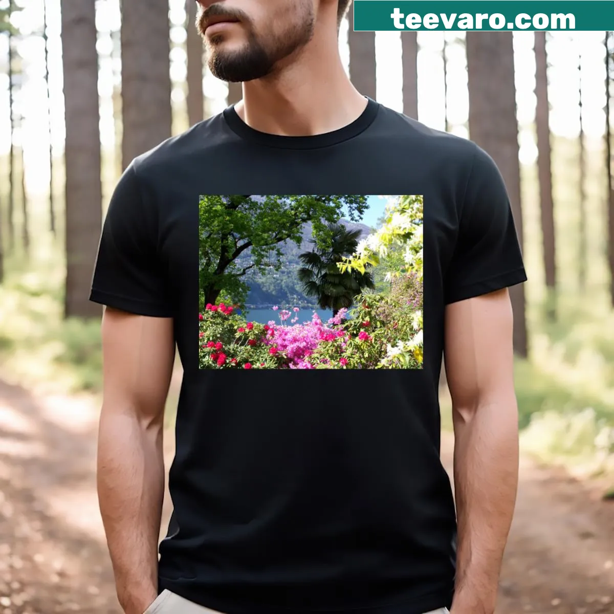 Illustration of Isola De Brisagio, Switzerland on a scenic T-shirt — on a men's t-shirt