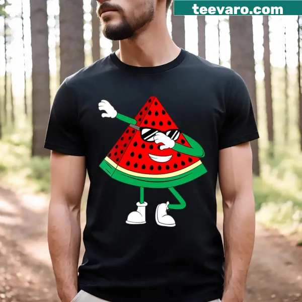 Funny watermelon character wearing sunglasses illustration