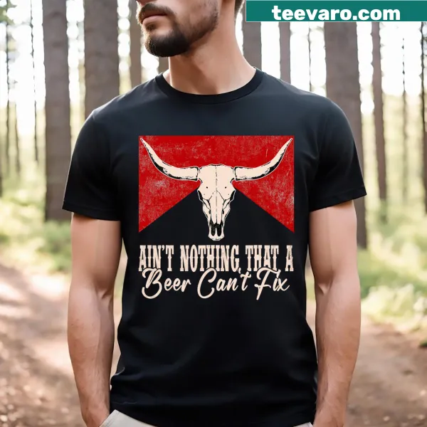 Graphic T-shirt with whimsical western animals and beer-themed text