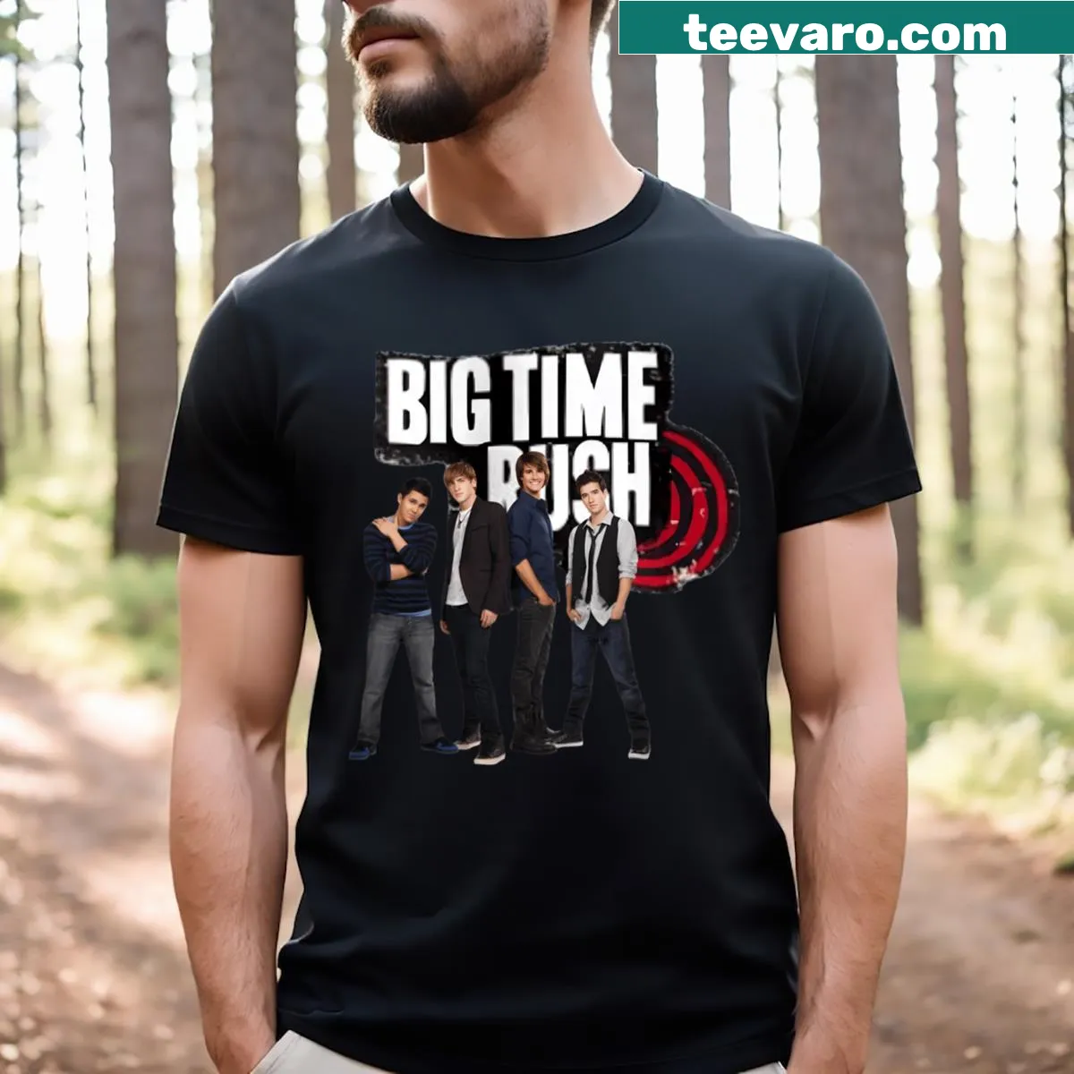 Vintage-style T-shirt featuring a classic band logo — on a men's t-shirt