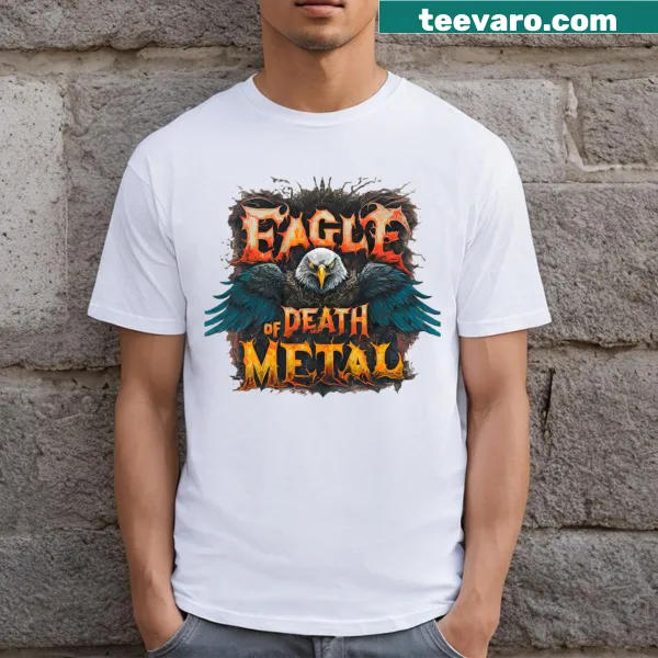 Illustration of an eagle on a rock-themed t-shirt