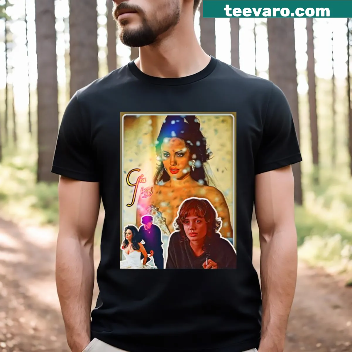 T-shirt honoring the movie Gia with a graphic design — on a men's t-shirt