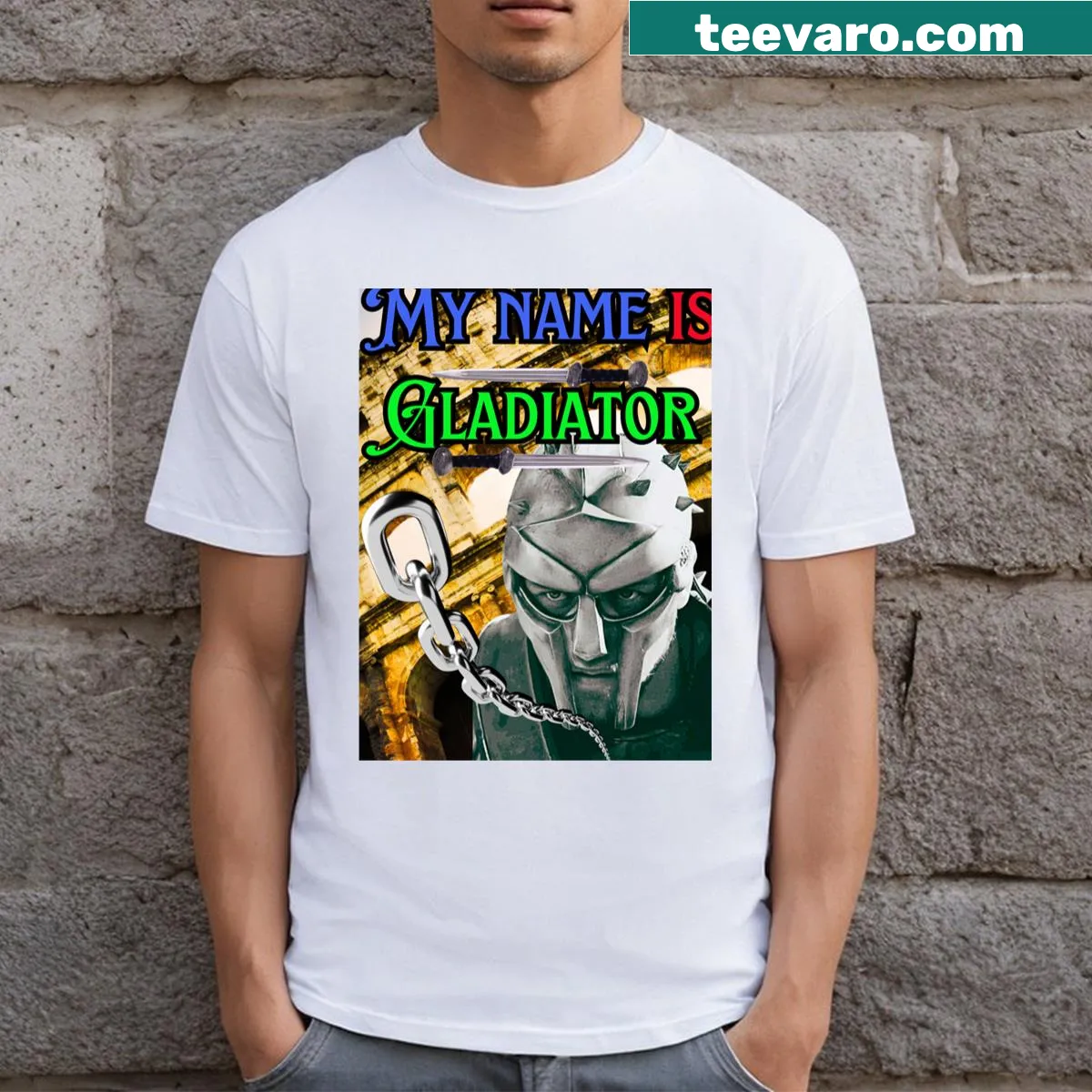Long T-shirt with Maximus quotes — on a men's t-shirt