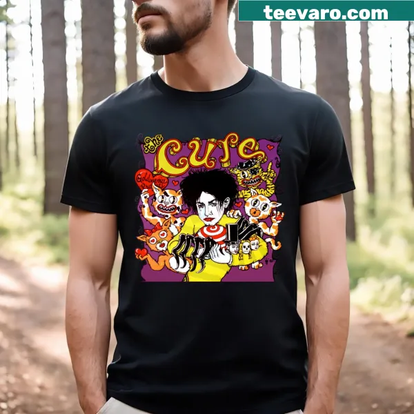 Whimsical T-shirt with 'Kembang Kembang Gula' text and sweet-themed graphics