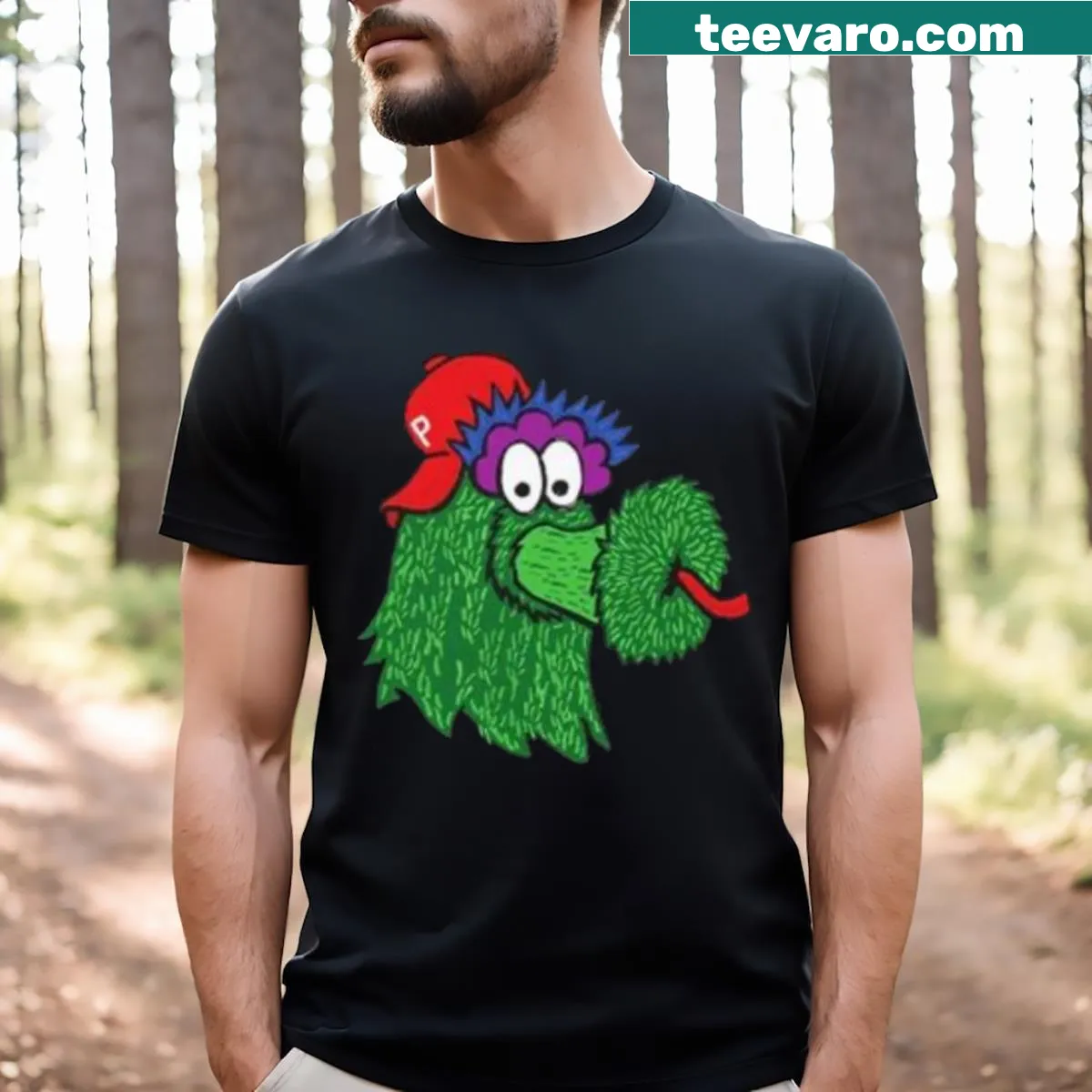T-shirt with Phanatic P logo celebrating sports fandom — on a men's t-shirt