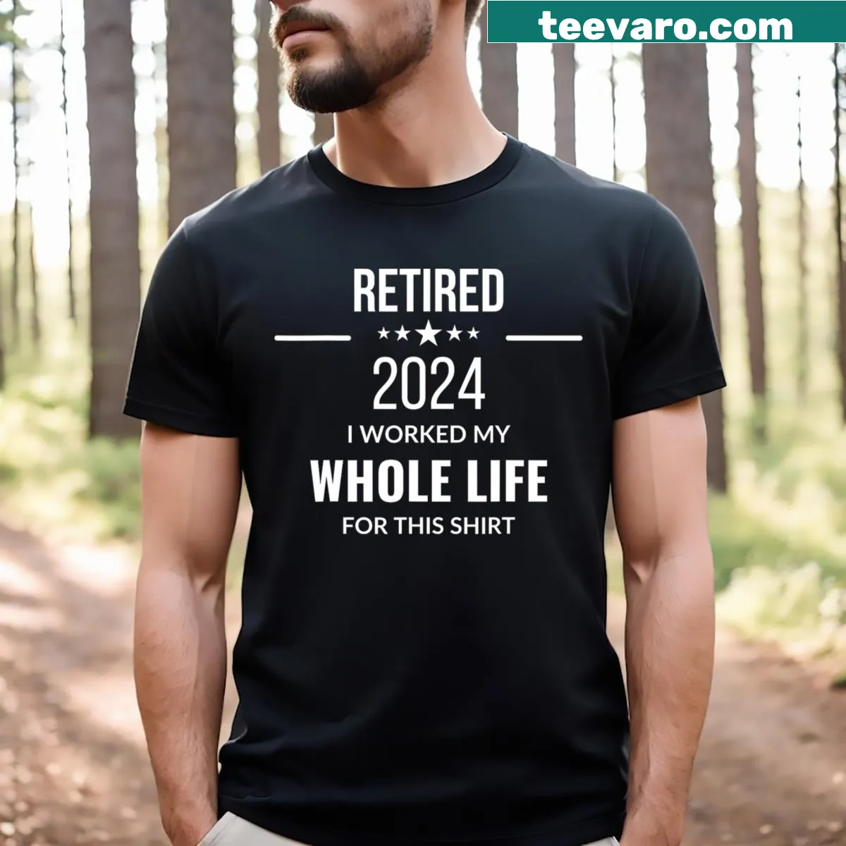 Sentimental typography T-shirt for retired dads — on a men's t-shirt