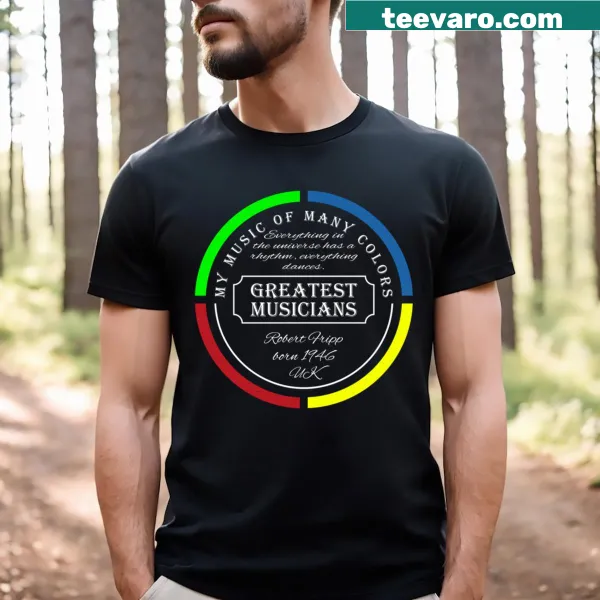 Robert Fripp T-shirt featuring year 1946 and music theme