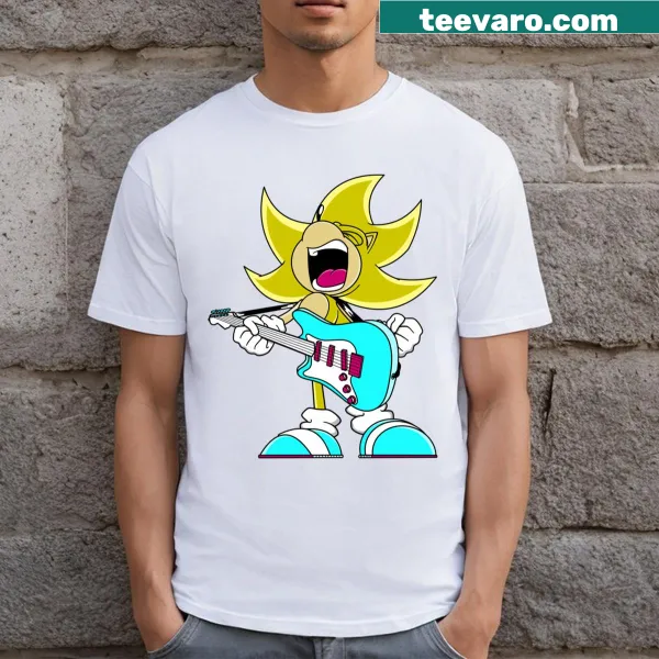 Rocking Sonic T-shirt with cartoon graphic of the character