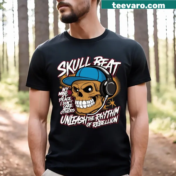 Edgy skull design with musical elements on a t-shirt