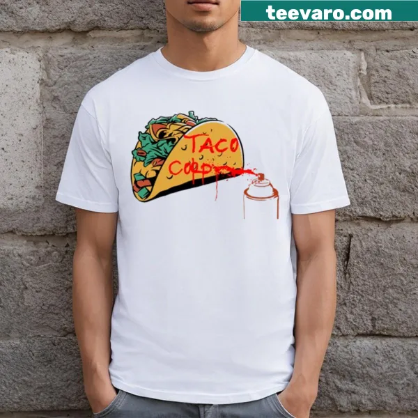 Graffiti-style T-shirt celebrating tacos with playful graphics