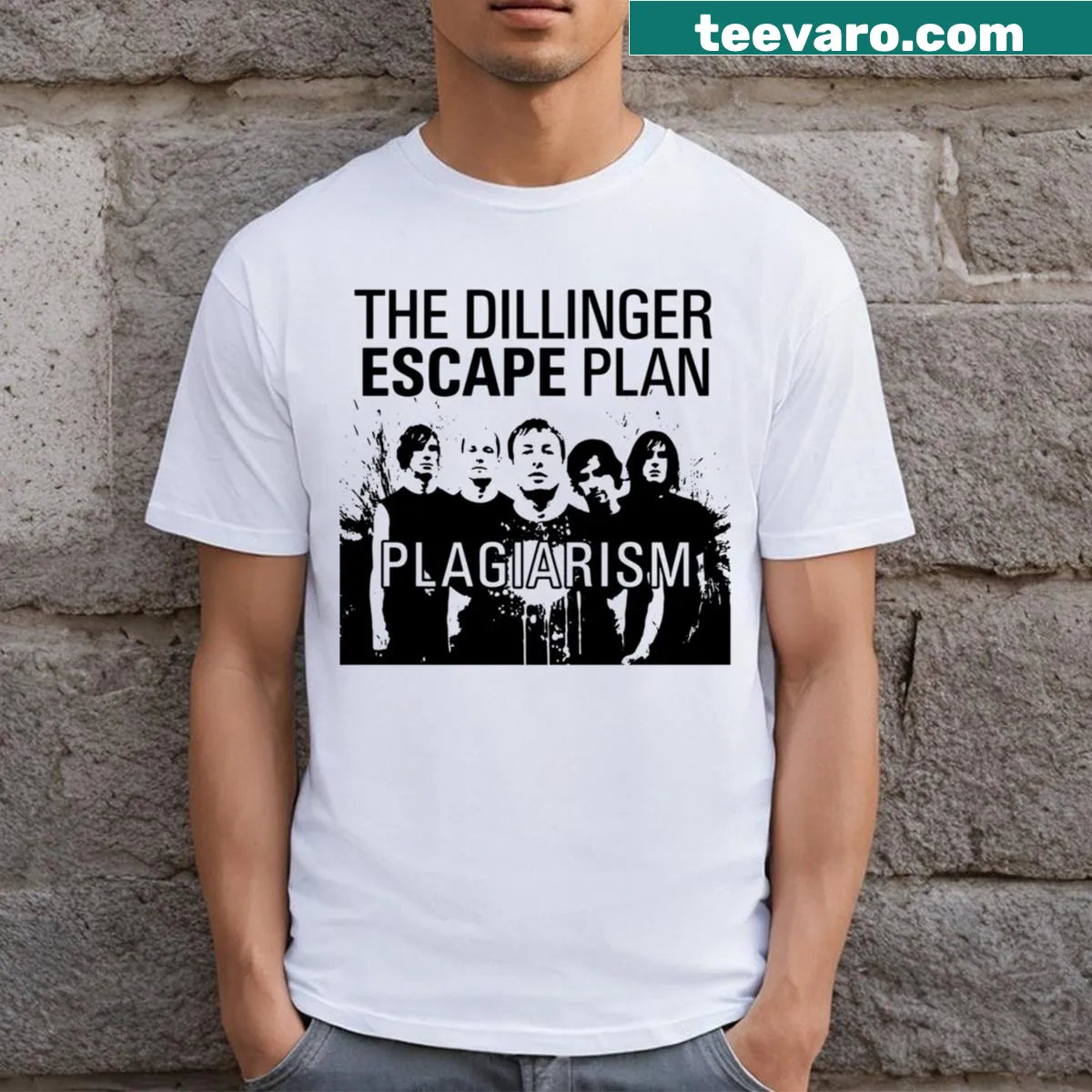 Dillinger Escape Plan T-shirt featuring striking illustration — on a men's t-shirt