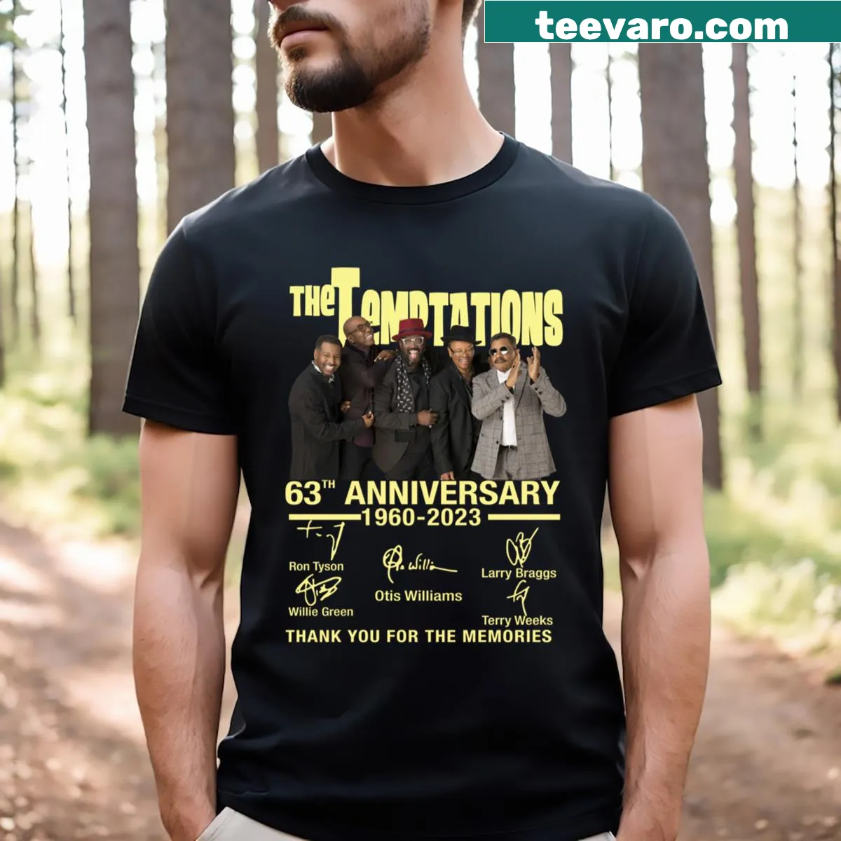 Commemorative T-shirt celebrating 60 years of music history — on a men's t-shirt