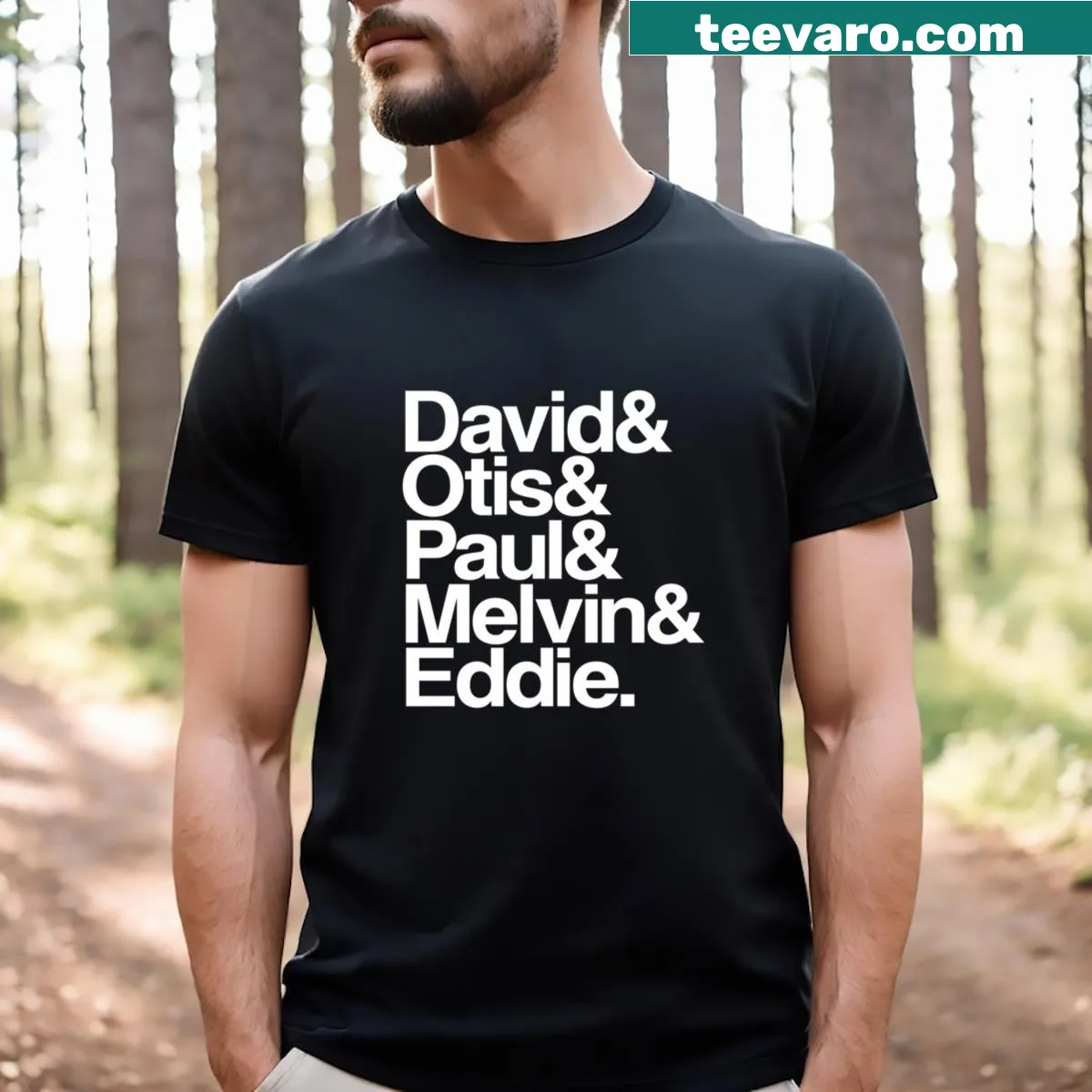 Essential T-shirt featuring iconic music and rock band imagery. — on a men's t-shirt